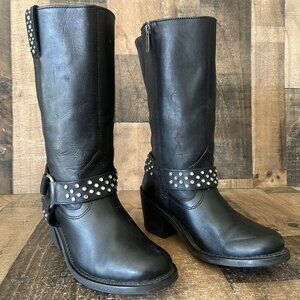 Harley Davidson 85349 Side Zip Studded Moto Motorcycle Boots Womens 7.5